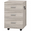 Vinsetto 3 Drawer File Cabinet with Lock and Wheels, Grey Wood Grain