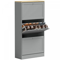 HOMCOM Modern Shoe Cabinet with 3 Flip Drawers for 12-18 Pairs of Shoes