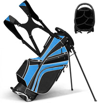 Costway Golf Stand Cart Bag Club W/6 Way Divider Carry Organizer Pockets Storage Blue
