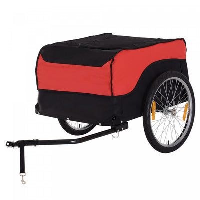 Aosom Bike Cargo Trailer Bicycle Luggage Carrier Cart With Cover Black Red|Aosom Bike Cargo Trailer Velo Porte-bagages Chariot Avec Couvercle Noir Rouge
