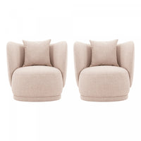 Siri Modern Upholstered Lounge Chair in Wheat - Set of 2