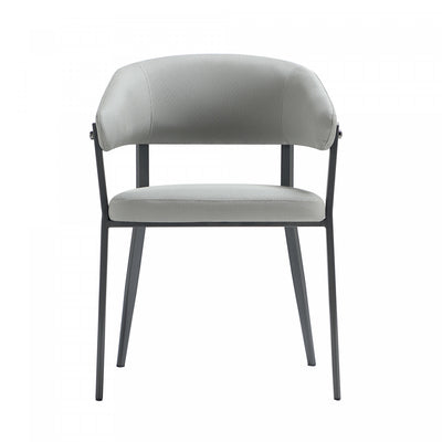 Belle Modern Metal Upholstered Dining Chair in Stone Gray | Chaise de salle a manger moderne en metal et tissu Belle, gris pierre