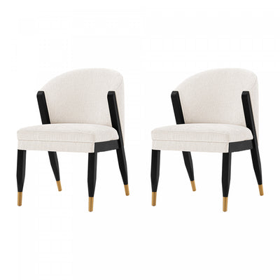 Ola Modern Wood Chenille Dining Chair in Cream - Set of 2 | Chaise de salle a manger moderne Ola en bois et chenille creme - Lot de 2