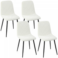HOMCOM Dining Chairs Set of 4, Kitchen Chair with Metal Legs, Cream