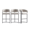 Augusta Modern Metal Upholstered Barstool in Light Gray - Set of 3