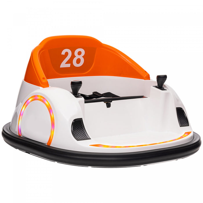 Qaba 12v Bumper Car For Toddlers, Electric Powered Ride-On Car With 360 Degree Spin, Remote Control, Led Lights Music Horn, For Ages 1.5-5 Years Old, Orange