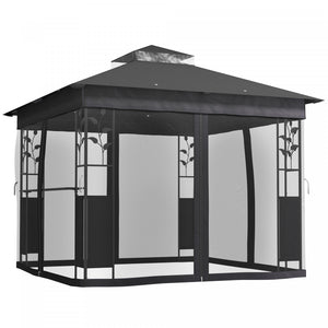 Outsunny 10' X 10' Outdoor gazebo With Shelf And Netting, uv30+ Protected