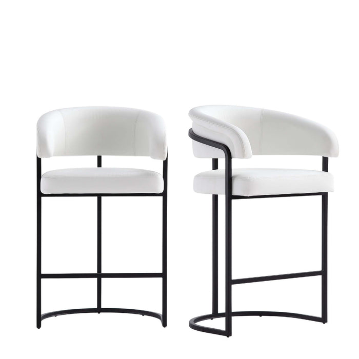 Augusta Modern Metal Upholstered Counter Stool in White - Set of 2
