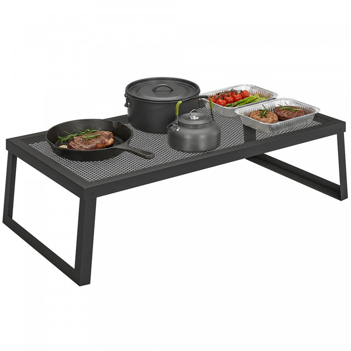 Outsunny Folding Campfire Grill, 36\" x 18\" Heavy Duty Carbon Steel Grill Grate with Folding Legs, Portable Campfire Cooking Equipment for Outdoor BBQ and Open Fire, Black