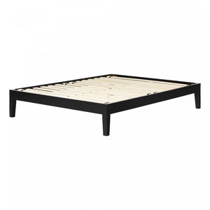 Vito Solid Wood Platform Bed - Pure Black 