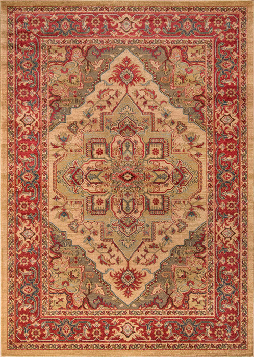 Lux Traditional 9'3\" x 12'6\" Area Rug in Ivory Indoor Area Rug