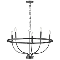 Dainolite Cesar 5 Light Chandelier Matte Black Lamp