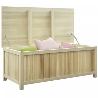 Outsunny 45 Gallon Wooden Deck Box Outdoor Storage Container, Natural