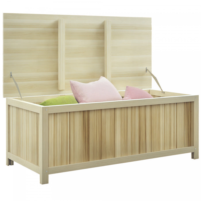 Outsunny 45 Gallon Wooden Deck Box Outdoor Storage Container, Natural
