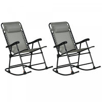 Outsunny 2pc Patio Foldable Rocking Chair Set Grey