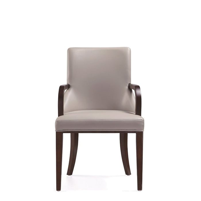 Manhattan Comfort Shubert Modern Faux Leather & Velvet Dining Armchair - Light Grey