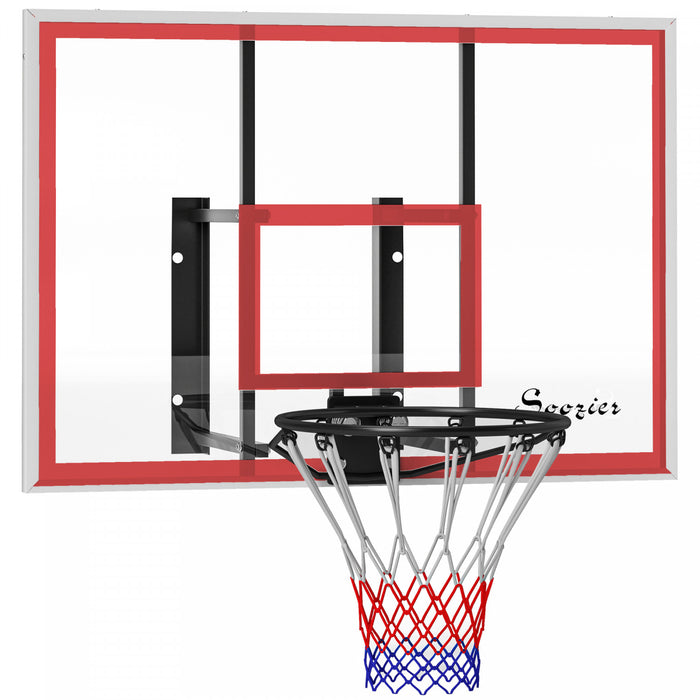 Soozier Wall Mounted Basketball Hoop With Shatter Proof Backboard, White
