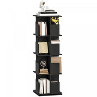 HOMCOM 4 Tier Rotating Bookshelf 360° Revolving Bookcase with Cubbies Black