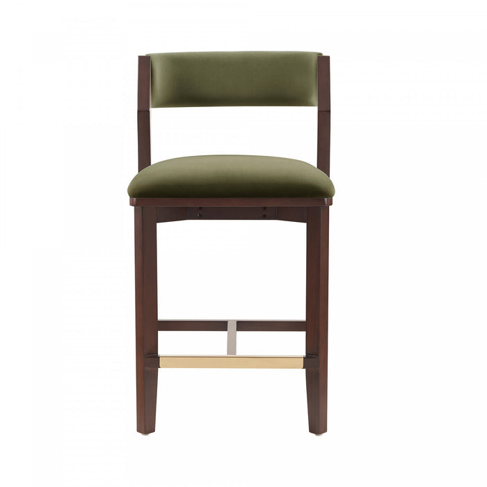 Patricia Modern Wood Upholstered Counter Stool in Turtle Green Bar Stool