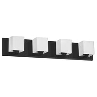 Dainolite Verona 4 Light Vanity Light Matte Black White Glass Shade Lamp