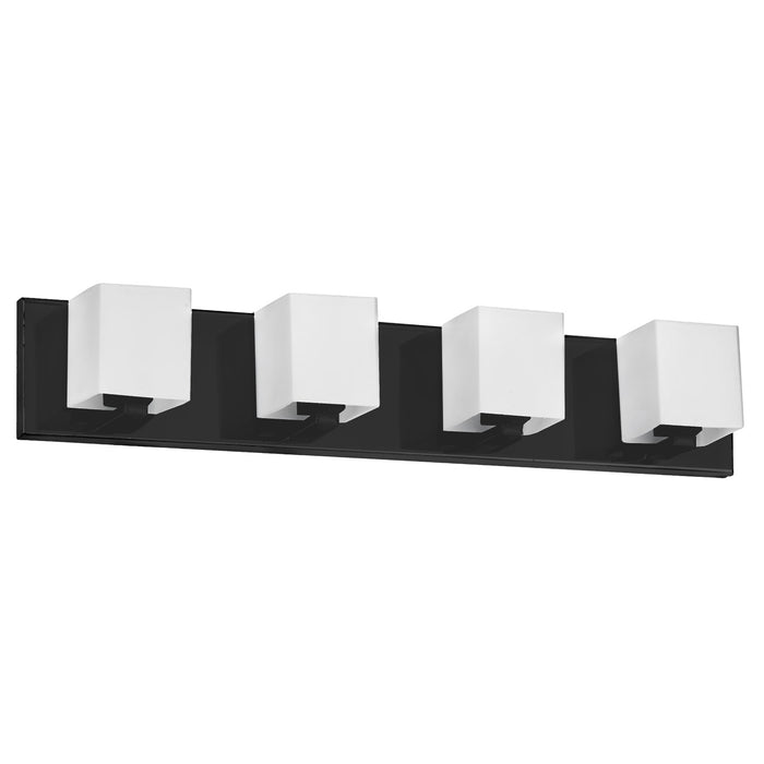Dainolite Verona 4 Light Vanity Light Matte Black White Glass Shade Lamp