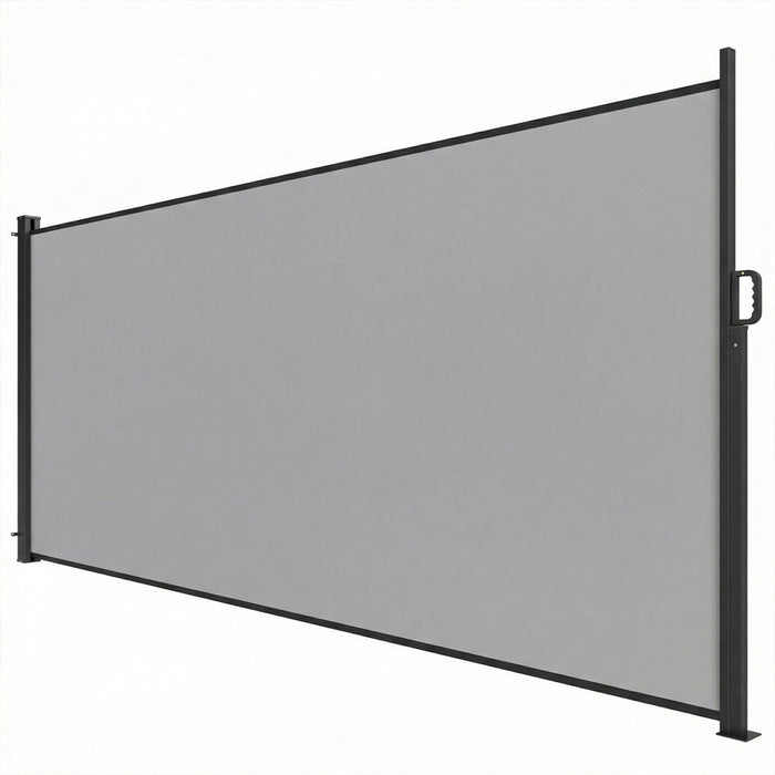 Outsunny Retractable Side Awning, 165\" x 73\" Outdoor Privacy Screen, Grey