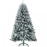 Homcom 6ft Flocked Artificial Christmas Tree With Metal Stand, Hinged Tips