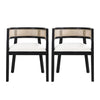 Lance Dining Chairs Set Of 2 With Rattan Back And U-shaped Seat - Black