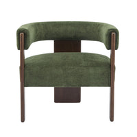 Olivia Velvet Upholstered Accent Armchair with Barrel Back Design and Rubber Wood Frame,Green Accent Chair 