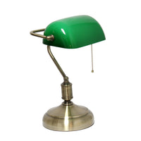 Roosevelt Executive Banker's Desk Lamp with Glass Shade, Apple Green, 15