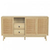 Oliver 61\" Sideboard Cabinet with Rattan Sliding Doors and Drawers,Natural Accent Cabinet