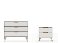Rockefeller Mid-Century Modern 2-Piece Dresser Set in Off White 