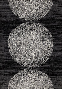 Florence Black Grey White Tree Ring Design Rug, 7'9