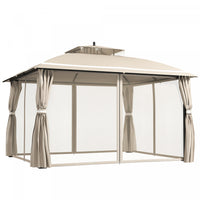 Outsunny 10' X 12' Outdoor gazebo, double Roof With Netting And Curtains