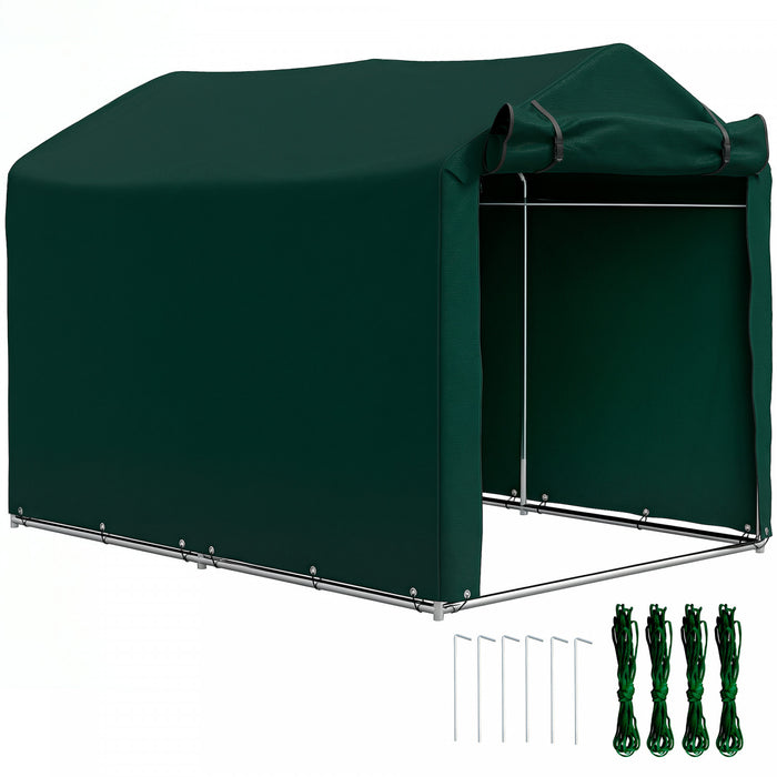 Outsunny Outdoor Shelter, Motorcycle Tent W/roll-up Door, Dark Green