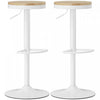 HOMCOM Wooden Bar Stools Set of 2 Adjustable Swivel Barstools Natural White