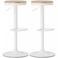 HOMCOM Wooden Bar Stools Set of 2 Adjustable Swivel Barstools Natural White