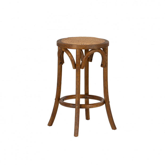 Rae Backless Rattan Counter-Height Stool - Walnut