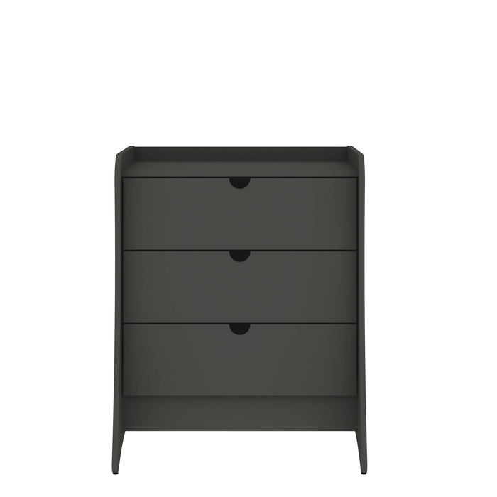 Coney Mid-Century Modern 28\" Nightstand in Charcoal Gray (3-Drawer)