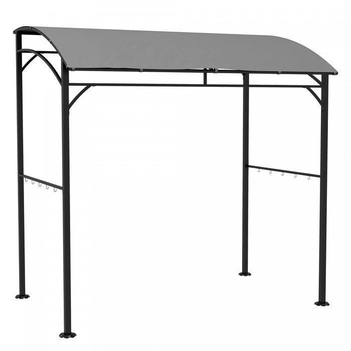 Outsunny 7' X 5' Bbq Grill Gazebo Tent With Steel Frame Hooks Grey