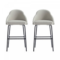 Gracie Modern Metal Upholstered Barstool in Stone Gray and Black - Set of 2