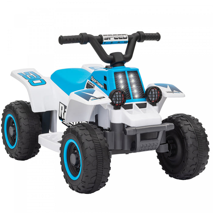 Qaba 6v Kids Atv Quad, 4 Wheeler Battery Powered Ride-On Electric Ride On Car With Led Headlights, Forward Backward, For Boys And Girls, White