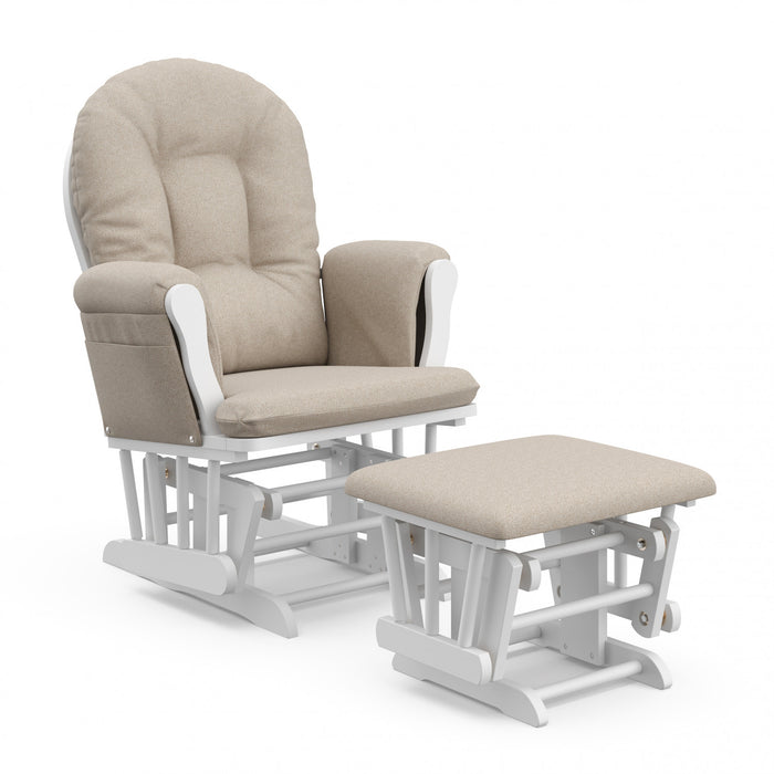 Storkcraft Hoop Glider and Ottoman - White/Taupe Swirl