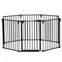 Pawhut Pet Safety Gate 8-panel Playpen Fireplace Christmas Tree Steel Fence Stair Barrier Room Divid