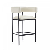 Onda Contemporary Vegan Leather Metal Counter Stool in Ivory