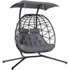 Outsunny Double Hanging Egg Chair W/ Canopy, Foldable Hammock Chair, Black