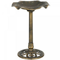 Outsunny Bird Bath For Outdoors, Birdbath With Lotus Leaf Basin, Bronze
