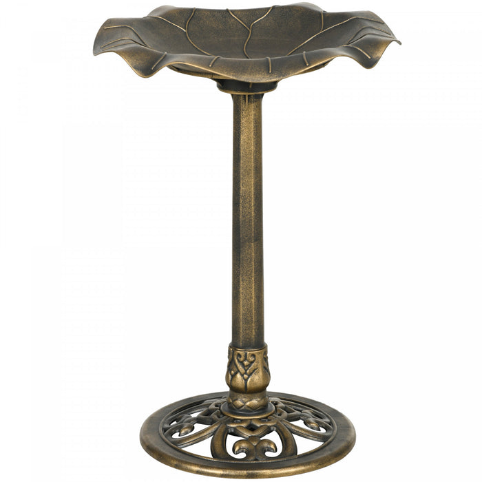 Outsunny Bird Bath For Outdoors, Birdbath With Lotus Leaf Basin, Bronze