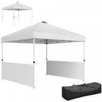 Outsunny 10' X 10' Pop Up Canopy Tent With 2 Half Sidewalls, White