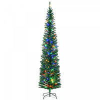 Homcom 7.5' Pencil Artificial Christmas Tree With Colourful Led Lights